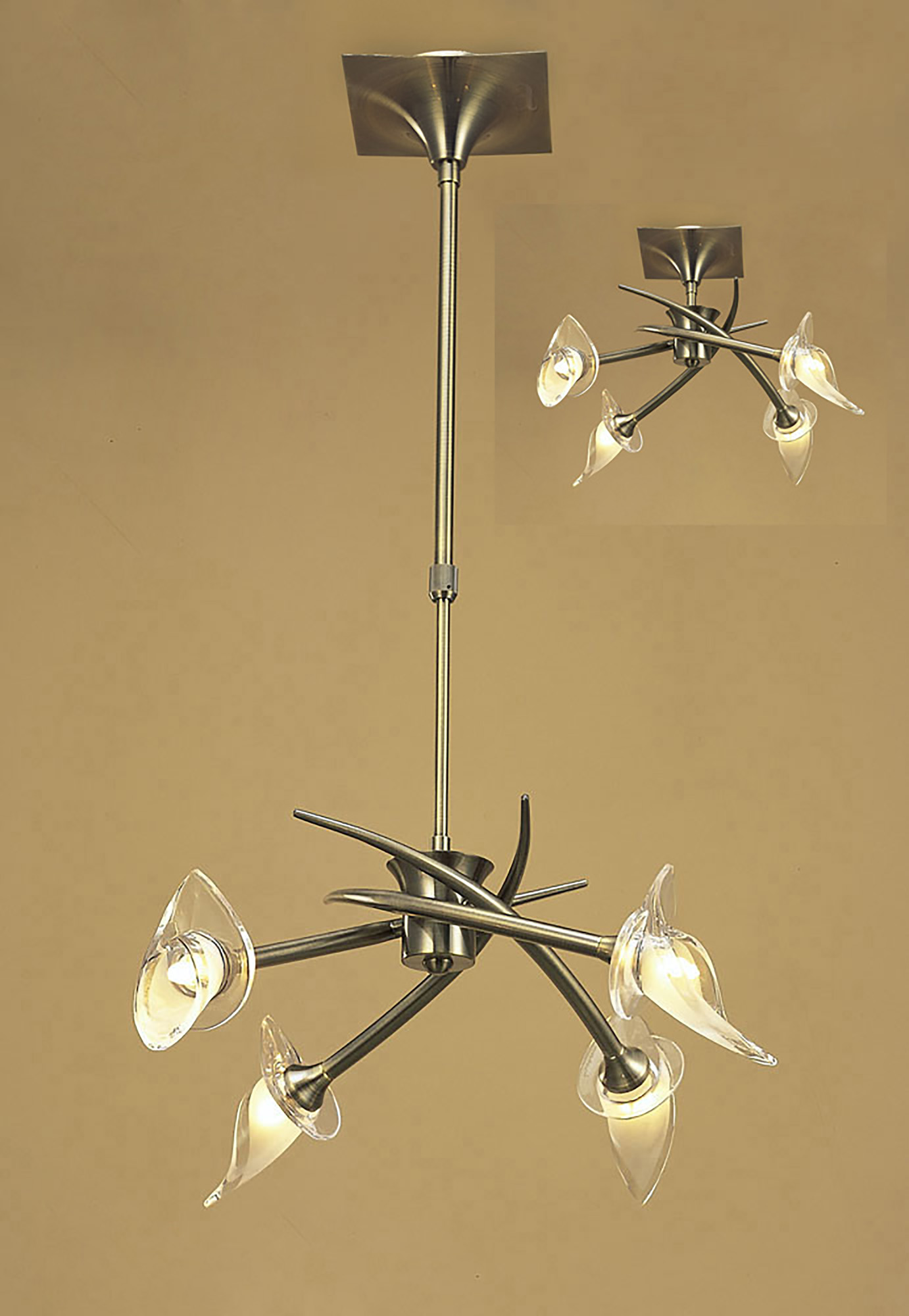 Flavia Antique Brass Ceiling Lights Mantra Multi Arm Fittings